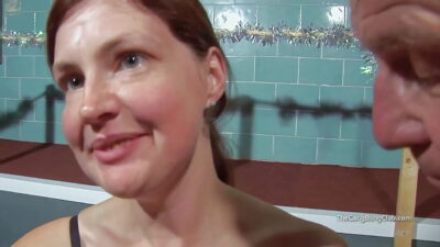 Double penetrating an older British pale redhead